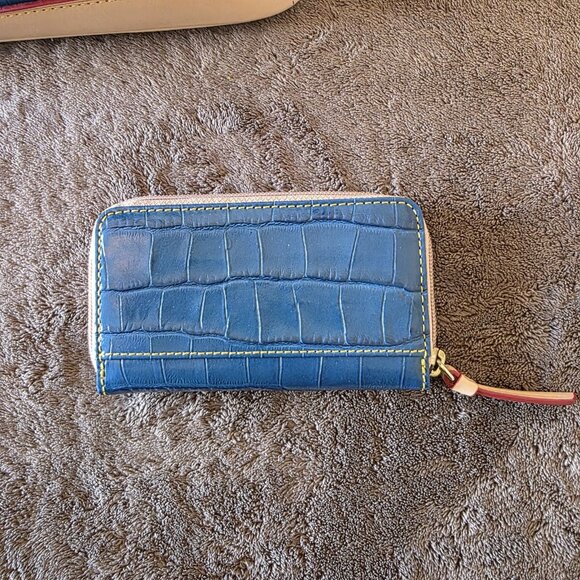 Dooney & Bourke Marine Blue Croco Embossed Zip Satchel & Wallet Set Leather Bag - Picture 12 of 16